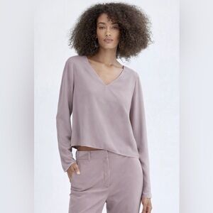 Babaton Lilac Fog V-Neck Blouse